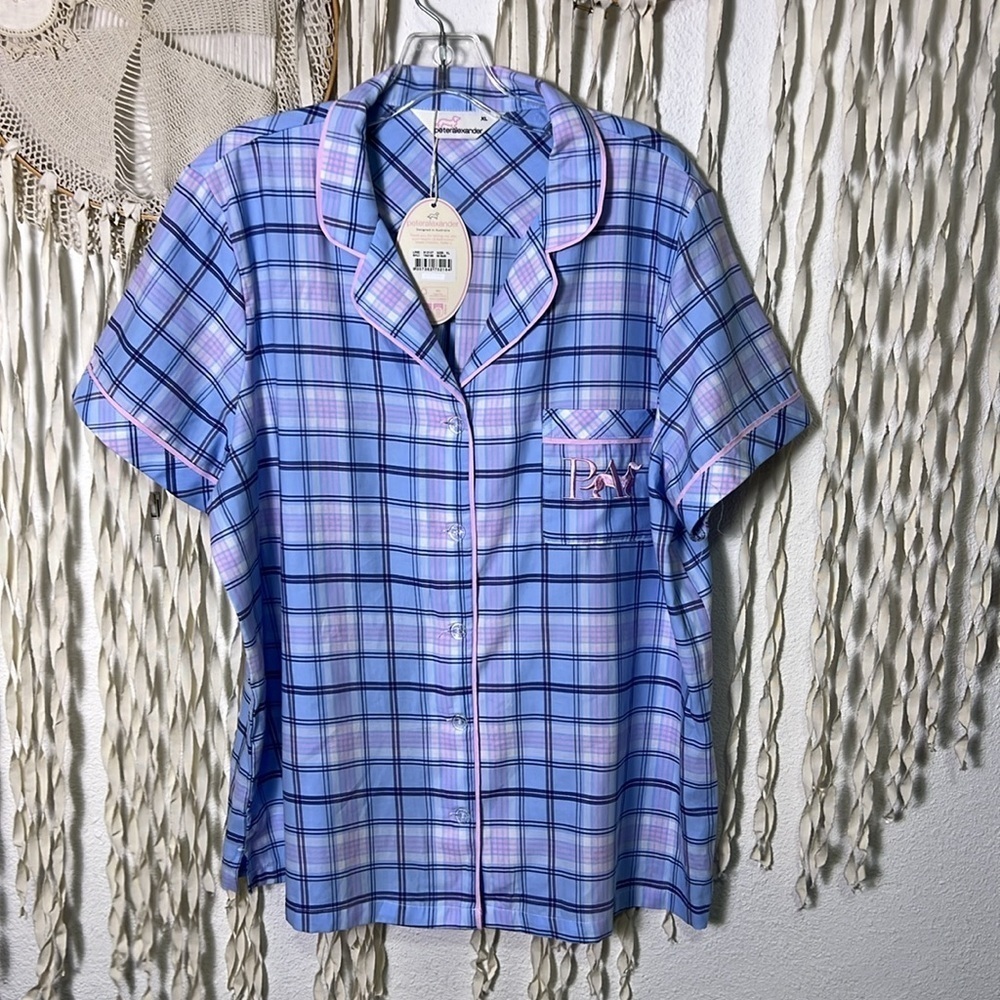 Peter Alexander Women's Pink and Blue Plaid Top and Shorts PJ Set NWT XL - Picture 12 of 14